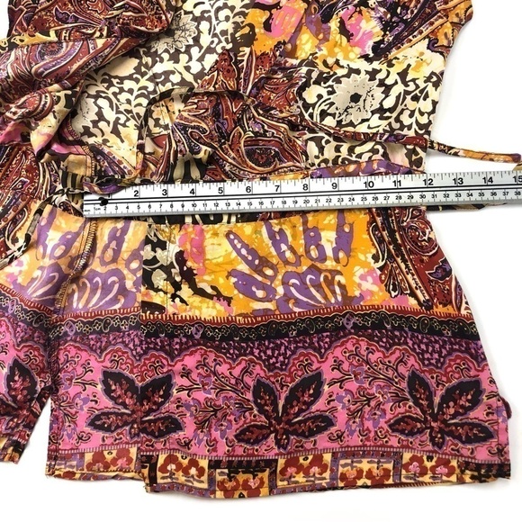 Pink Tartan silk wrap blouse in rich shades print XS - Picture 8 of 8